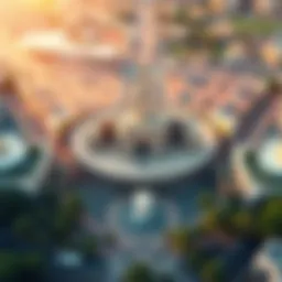 Aerial view of Al Nasser Square showcasing its architectural beauty