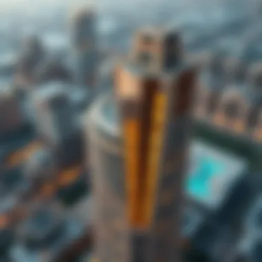 Aerial view of the Bedaia Building showcasing its unique design elements