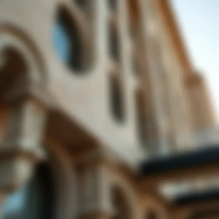 Close-up of Bedaia Building's architectural features and materials