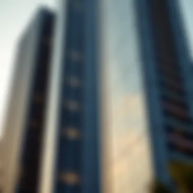 Innovative Facade of the Binary Tower Close-up of the facade of the Binary Tower emphasizing its innovative materials