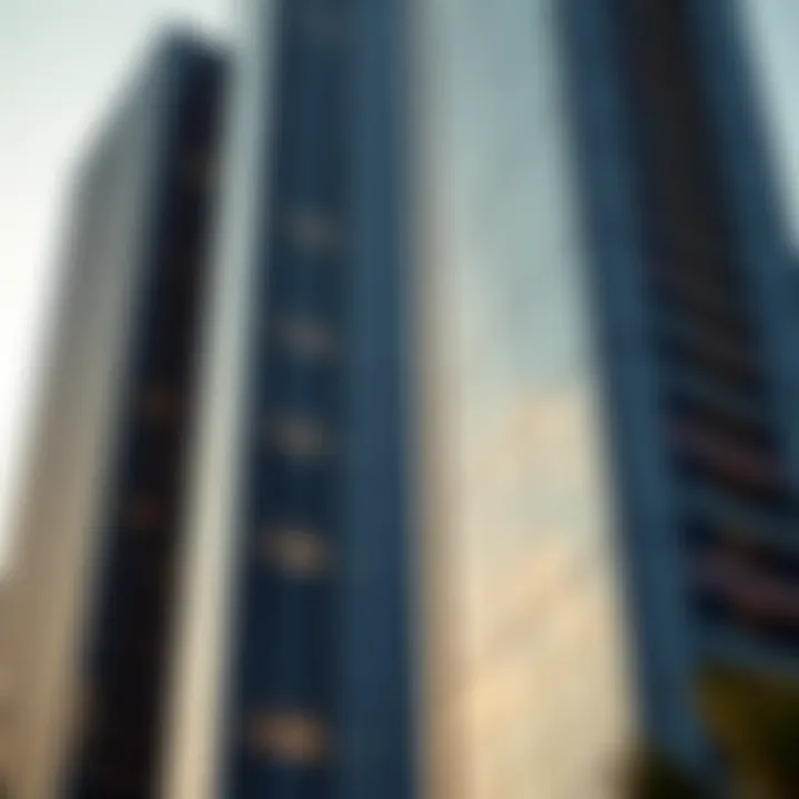 Innovative Facade of the Binary Tower Close-up of the facade of the Binary Tower emphasizing its innovative materials