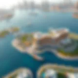 Aerial view of Blu Water Dubai showcasing innovative architecture