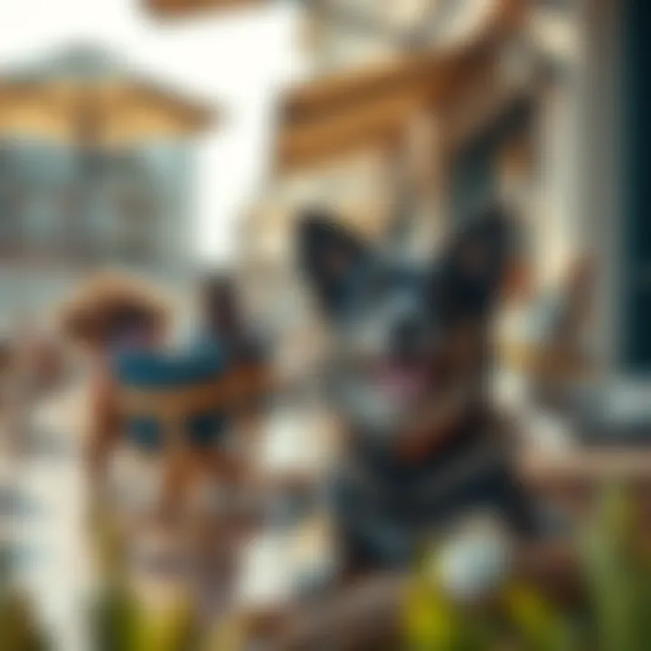 Dogs Enjoying Outdoor Seating A group of dogs enjoying a sunny outdoor seating area