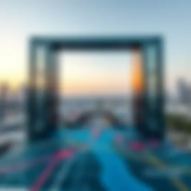 A map showing the connection between the Dubai Frame and the metro lines.