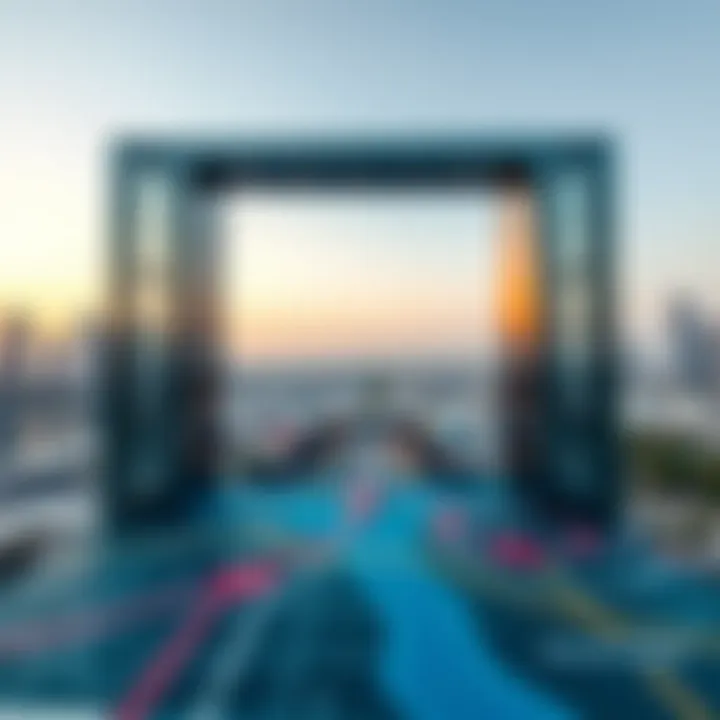 A map showing the connection between the Dubai Frame and the metro lines.