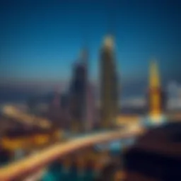 Stunning view of Dubai's skyline adorned with festive lights during Eid