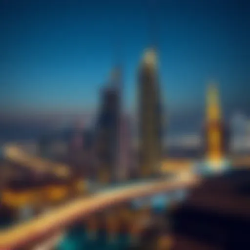 Stunning view of Dubai's skyline adorned with festive lights during Eid