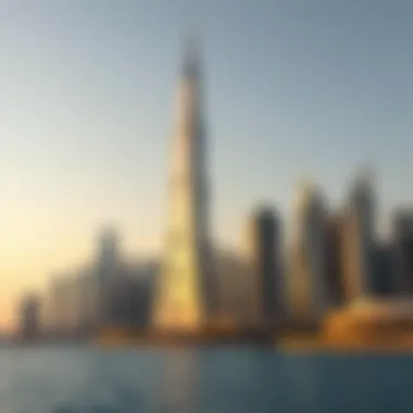 Dubai Skyline with Escan Tower The skyline of Dubai featuring Escan Tower in the foreground