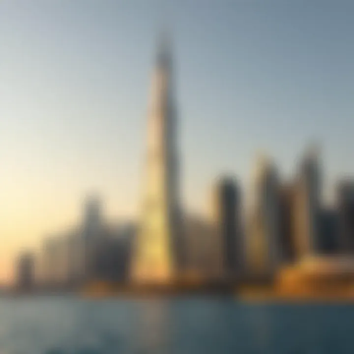 Dubai Skyline with Escan Tower The skyline of Dubai featuring Escan Tower in the foreground