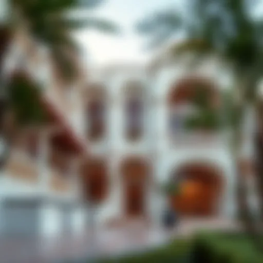 A beautifully designed society house showcasing intricate architectural details