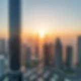 Aerial view of Al Saadah Tower showcasing its modern architectural design against the Dubai skyline.