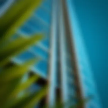 Close-up of Al Saadah Tower's facade highlighting its innovative materials and design features.