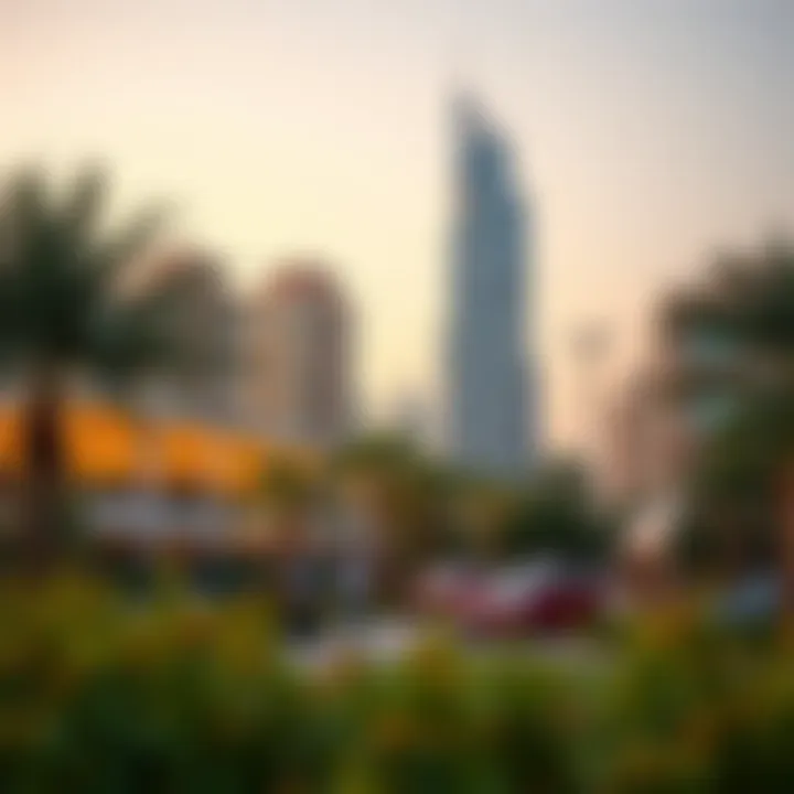 Surrounding amenities and parks near Al Saadah Tower, depicting the vibrant community atmosphere.