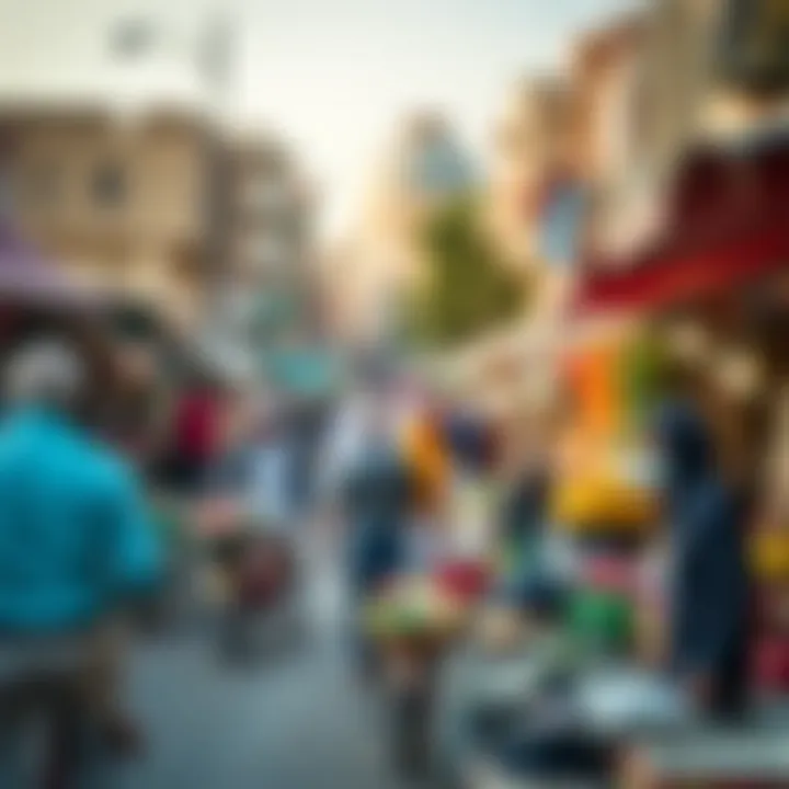 A bustling market scene in النهدة highlighting local culture and commerce