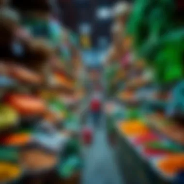 An intricate view of a traditional market filled with fresh ingredients and local produce