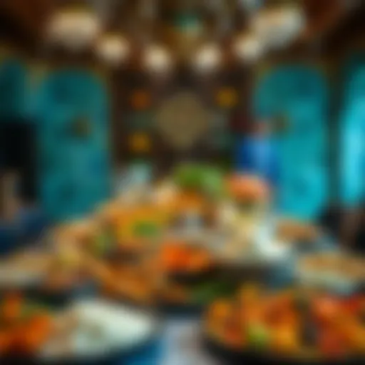 A vibrant spread of traditional Arabic dishes showcasing diverse flavors and colors