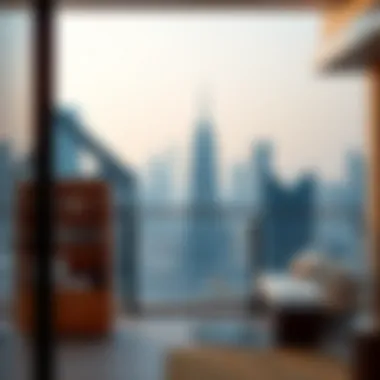 Stunning skyline view from a hotel apartment balcony