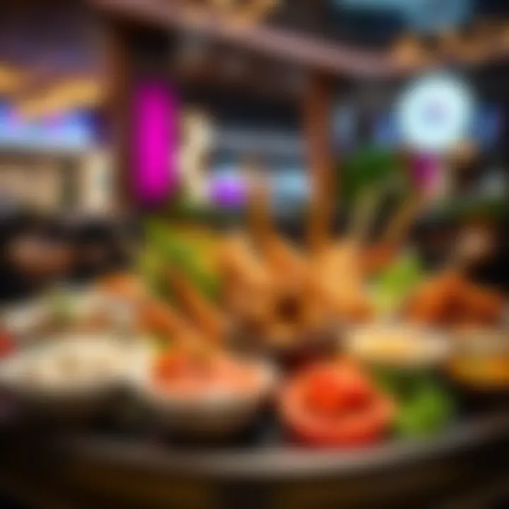 Artful Presentation of International Cuisines An array of international dishes displayed artfully on a platter