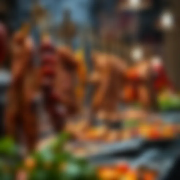 A vibrant display of grilled meats at مطعم مشاوي السلطان