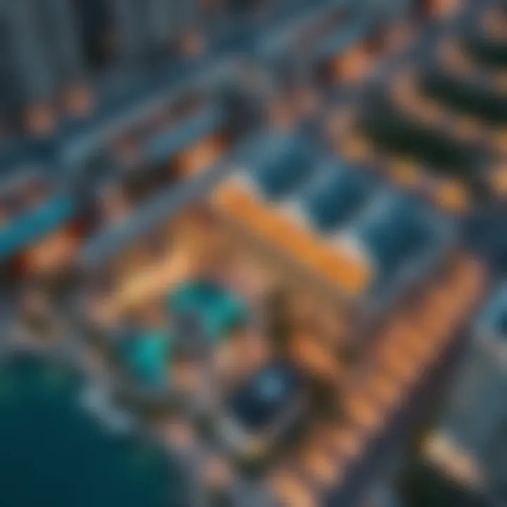 Aerial view of Dubai Oasis Residence highlighting its location