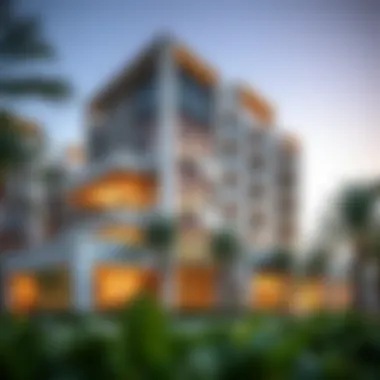 Stunning exterior of Dubai Oasis Residence showcasing modern architecture