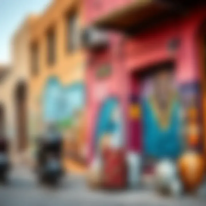 Vibrant street art in the Al Quoz district depicting local culture