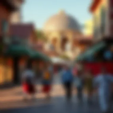 People enjoying a stroll through the vibrant Global Village