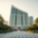 Architectural Marvel of Emirates Towers Stunning exterior view of the Emirates Towers Hotel showcasing its modern architecture