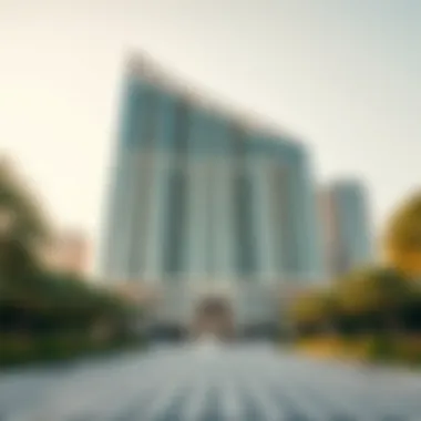 Architectural Marvel of Emirates Towers Stunning exterior view of the Emirates Towers Hotel showcasing its modern architecture