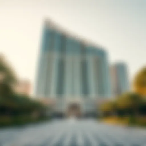 Architectural Marvel of Emirates Towers Stunning exterior view of the Emirates Towers Hotel showcasing its modern architecture