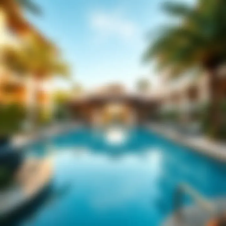 Stunning pool area at فندق جنه surrounded by lush greenery