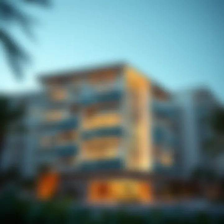 Stunning exterior view of an Icon Apartment building in Dubai showcasing modern architecture