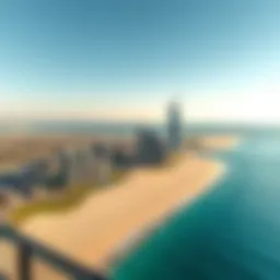 A panoramic view of JBR Beach showcasing its golden sands and azure waters