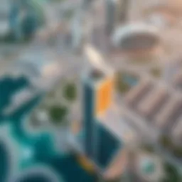 Aerial view of Liwa Tower showcasing its modern design
