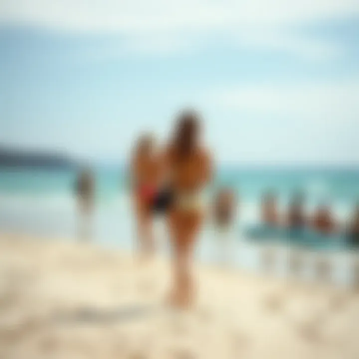 Beachgoers participating in eco-friendly activities