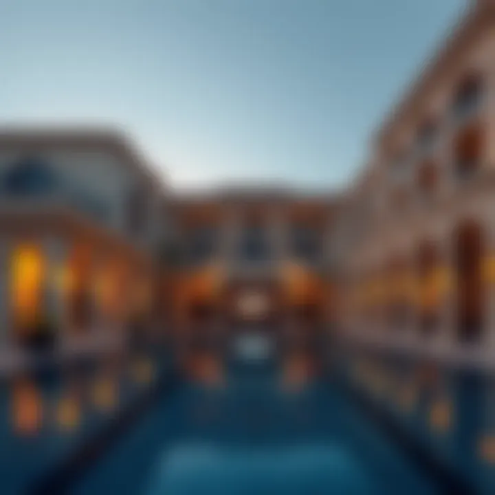 Architectural Elegance of Dubai Hotel Elegant architectural design of a Dubai hotel with private pool