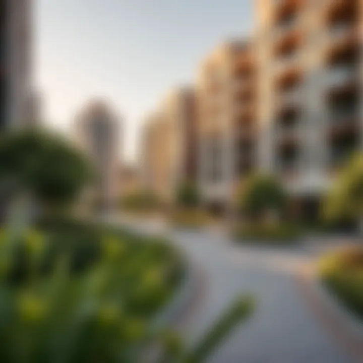 Modern residential buildings in Majan with green spaces