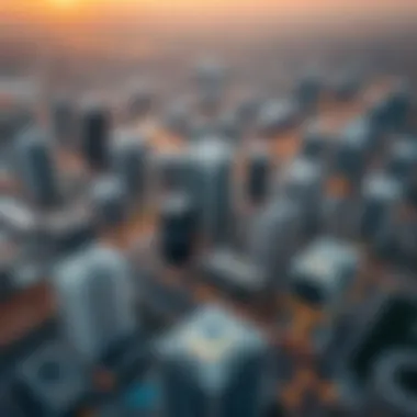 Aerial view of Al-Nahda 2 highlighting office complexes