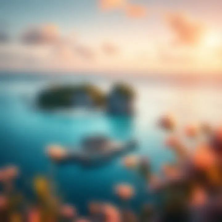 Luxurious Private Island Retreat Aerial view of a luxurious private island surrounded by turquoise waters