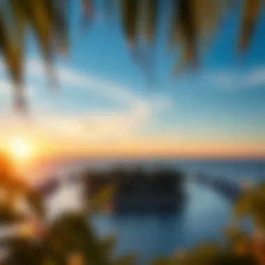 Tranquil Island Sunset Stunning sunset over a serene private island with palm trees