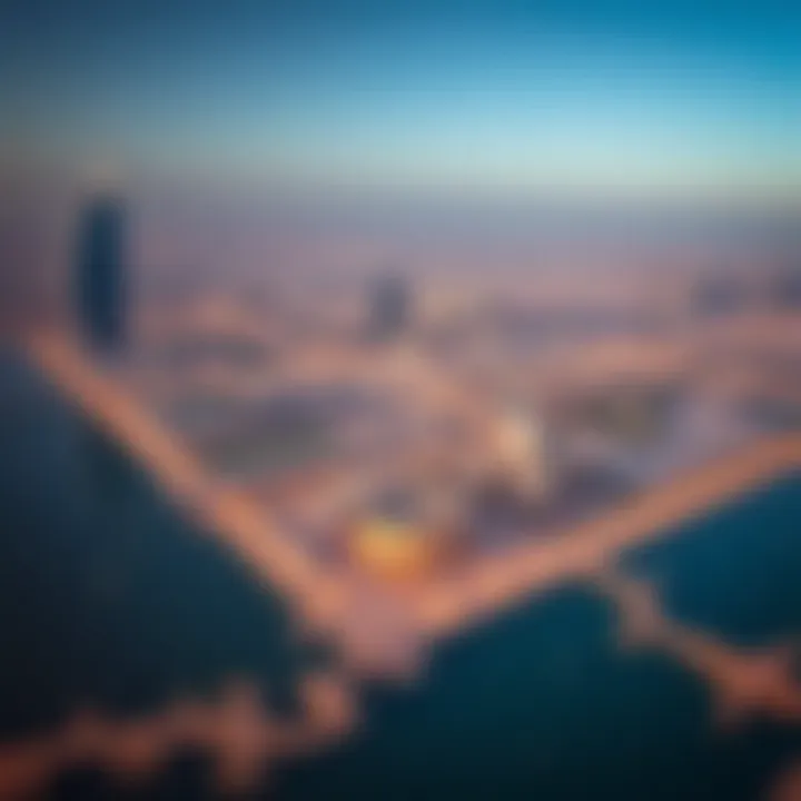 Aerial Perspective of Dubai's Development Projects Aerial view of a major real estate development site in Dubai