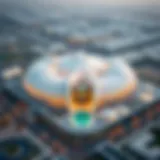 Architectural Marvel of Dubai Expo Centre Aerial view of Dubai Expo Centre showcasing its architectural design