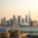 Dubai Skyline with Iconic Dome Towers A stunning view of Dubai skyline featuring prominent dome towers