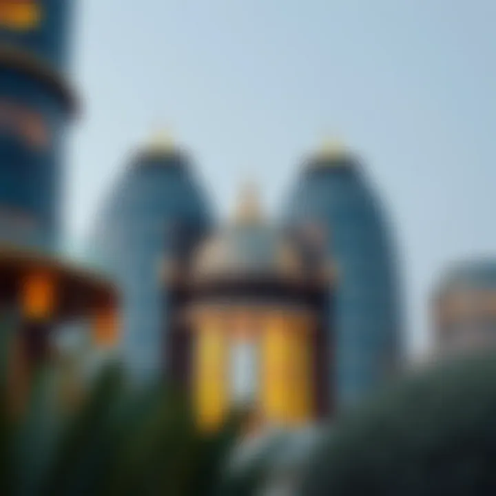 Architectural Elegance of Dome Towers Architectural details of a modern dome tower in Dubai