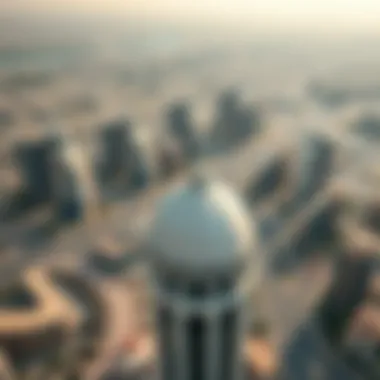 Aerial Perspective of Dubai's Urban Landscape An aerial view showcasing the urban landscape of Dubai with dome towers