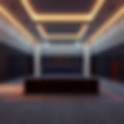 An elegant squash court in Dubai showcasing modern design and vibrant lighting