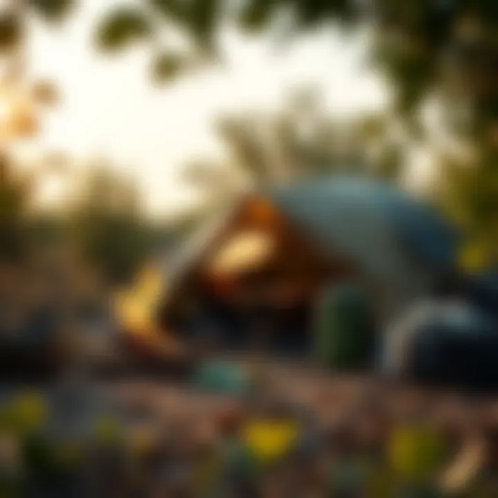 Sustainable camping gear and setup in nature