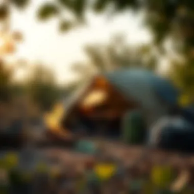 Sustainable Camping Gear in Nature Sustainable camping gear and setup in nature