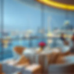 Elegant dining setup overlooking the marina