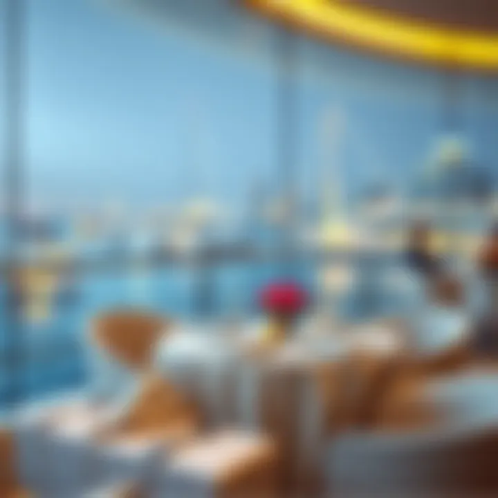 Elegant Dining Experience Elegant dining setup overlooking the marina